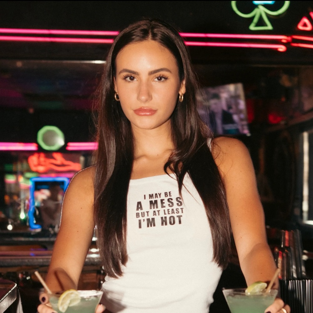 Alix Earl Hot Mess “At Least I’m Hot” White Tank